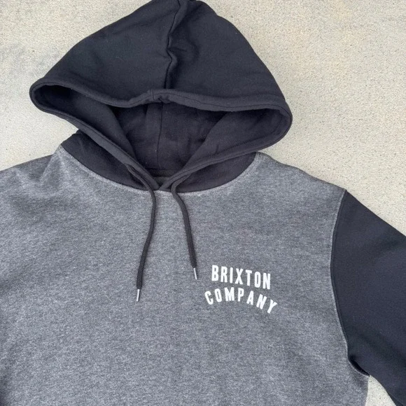 Brixton Company Mens Gray Black‎ Colorblock Hoodie Sweatshirt Size M - Picture 2 of 6